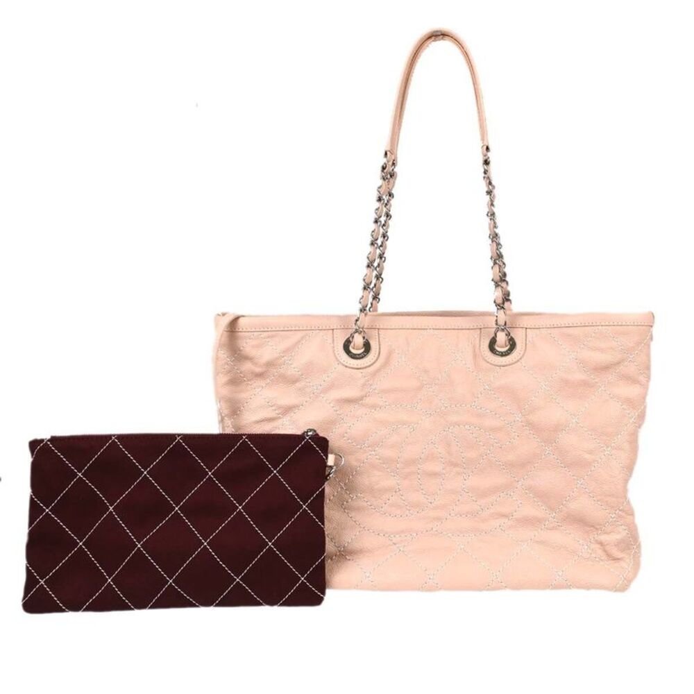 Chanel On The Road Quilted Leather Pink Leather Tote Bag Bag